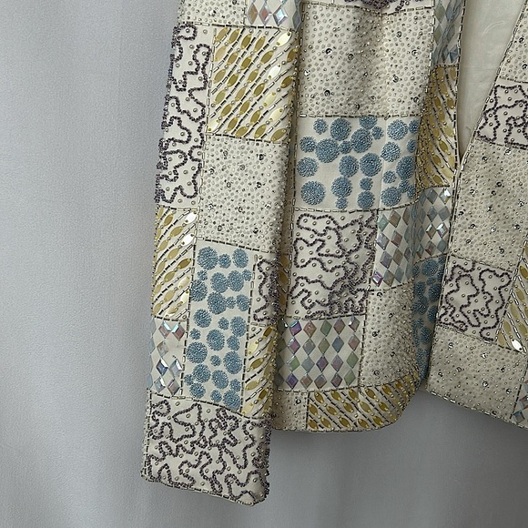 Vie by Victoria Royale NWT Vintage Yellow Beaded Blazer Jacket Coat **Sz 8**🌸🌸 - Picture 5 of 9